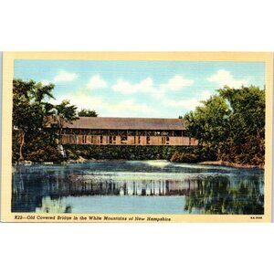 Postcard Old Covered Bridge in White mountains New Hampshire